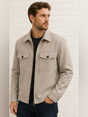 H&M Light Taupe Zip Shirt Jacket